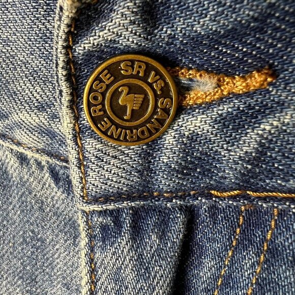 Sandrine Rose Jeans Womens Size 25 Floral Embroidered Wide Leg 100% Cotton - Picture 10 of 16